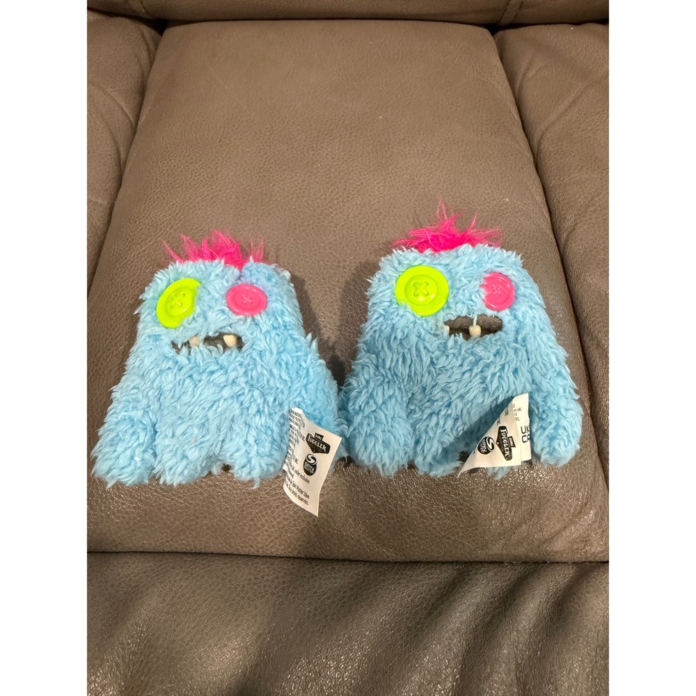 Zuru Fuggler Funny Ugly Monster Blue Plush Set of 2 Button Eyes Pink Hair 2024